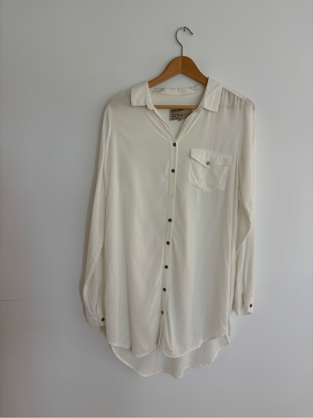 Garcia Lightweight Ivory Button-Down Tunic with Chest Pocket